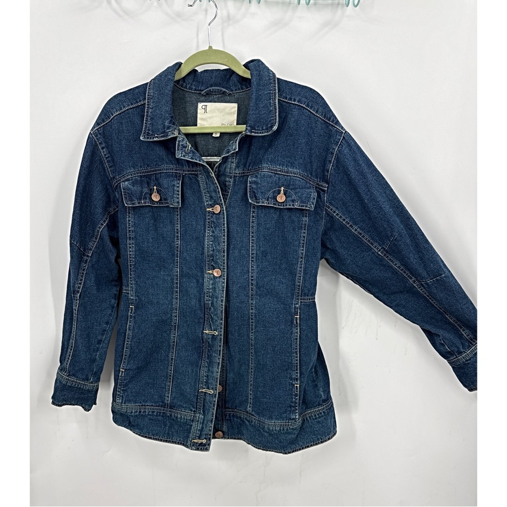 Anthropologie Pilcro cotton linen blend Longline Denim Jacket XL